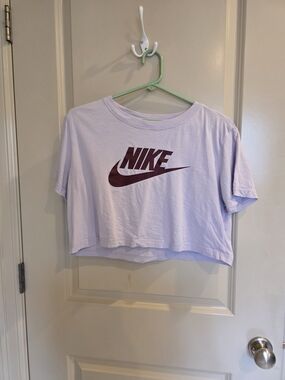Nike Lavender Crop Tee with Maroon Logo